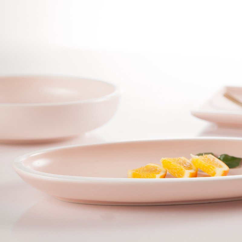 Simple Style Smoothly Glaze Pink Color Porcelain Dinner Set  - TC10