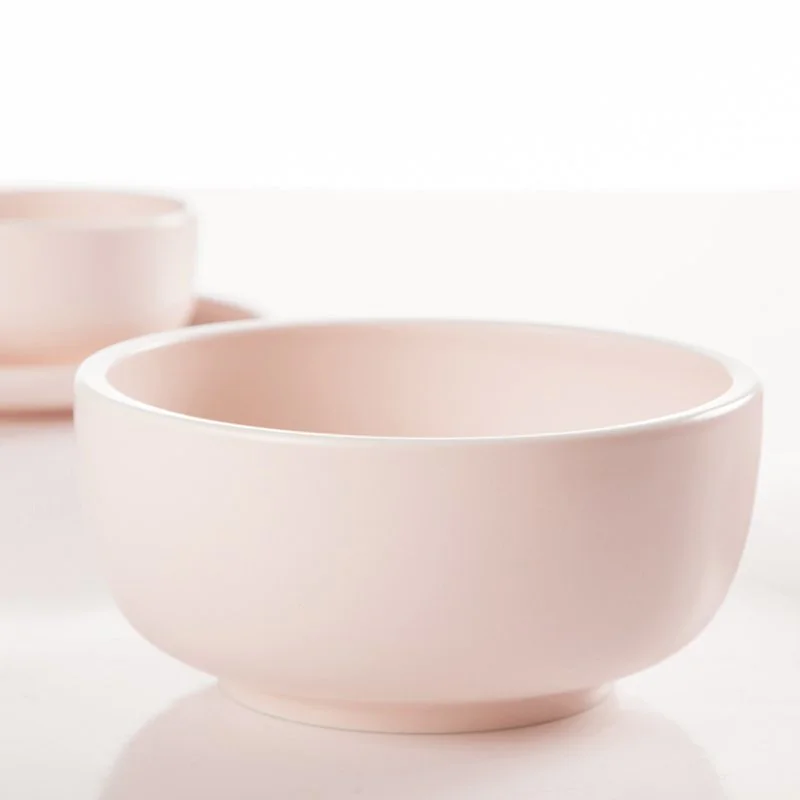 Simple Style Smoothly Glaze Pink Color Porcelain Dinner Set  - TC10
