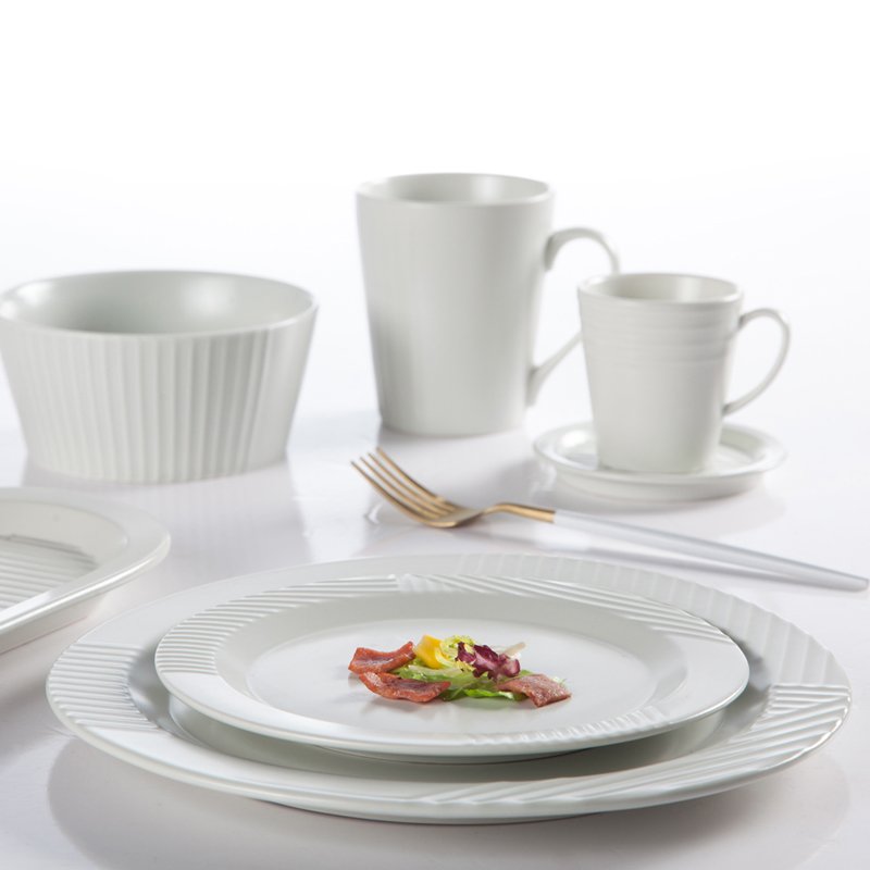 Two Eight Embossed Modern Style Hotel & Restaurant Color Porcelain Dinner Set - MAI TIAN SERIES 2 Colored Porcelain Dinner Set image8