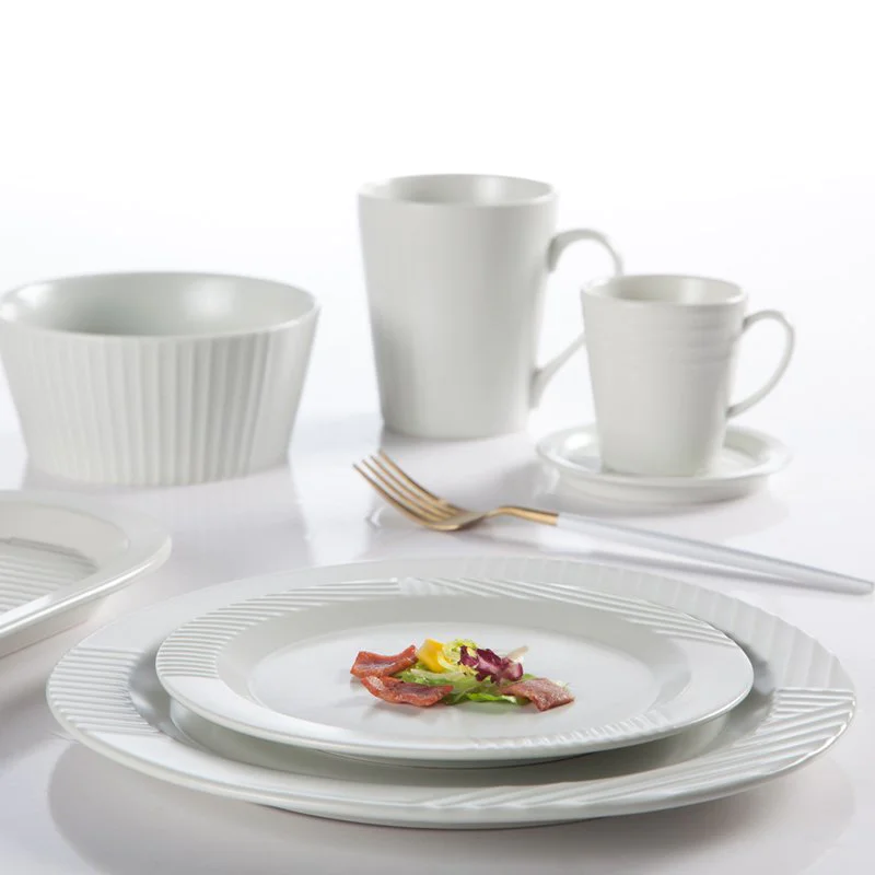 Embossed Modern Style Hotel & Restaurant Color Porcelain Dinner Set - TC13