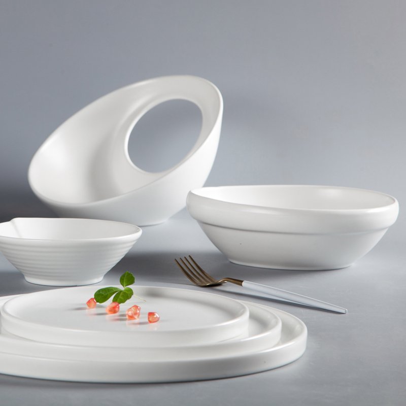 Two Eight French Irregular Embossed Color Porcelain Dinner Set - YA GUAGN BAI SERIES Colored Porcelain Dinner Set image4