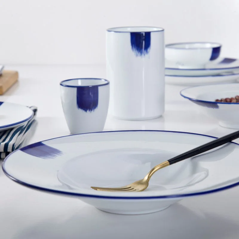 Classic Navy Blue Rim & White Color Bone china Dinner Set  - TC19