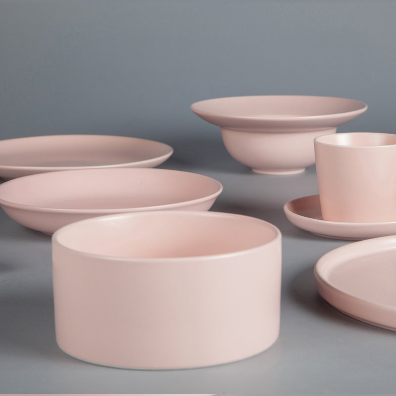 Hotel & Restaurant Solid Pink Color Porcelain Dinner Set  - TC07