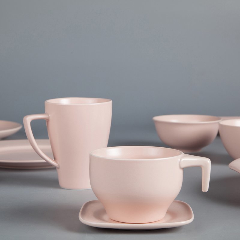 Hotel & Restaurant Solid Pink Color Porcelain Dinner Set  - TC07