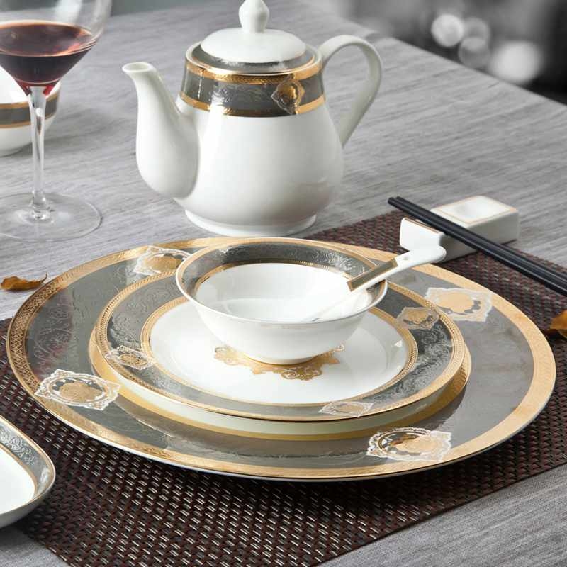 Royal Style Decal Porcelain Fine Bone china Dinnerware for Hotel - TD12