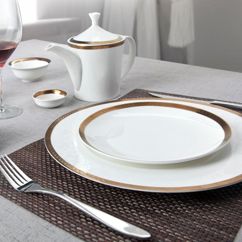 Two Eight Casual Style White Fine Bone china Dinnerware With Gloden Decal Rim - SJB-H067 SERIES Fine china Dinnerware image9