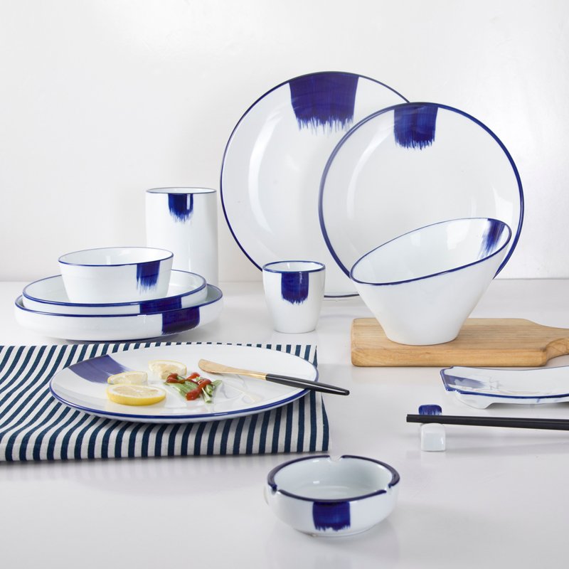 Two Eight Classic Navy Blue Rim & White Color Bone china Dinner Set  - CANG HAI YI SU SERIES Colored Porcelain Dinner Set image3