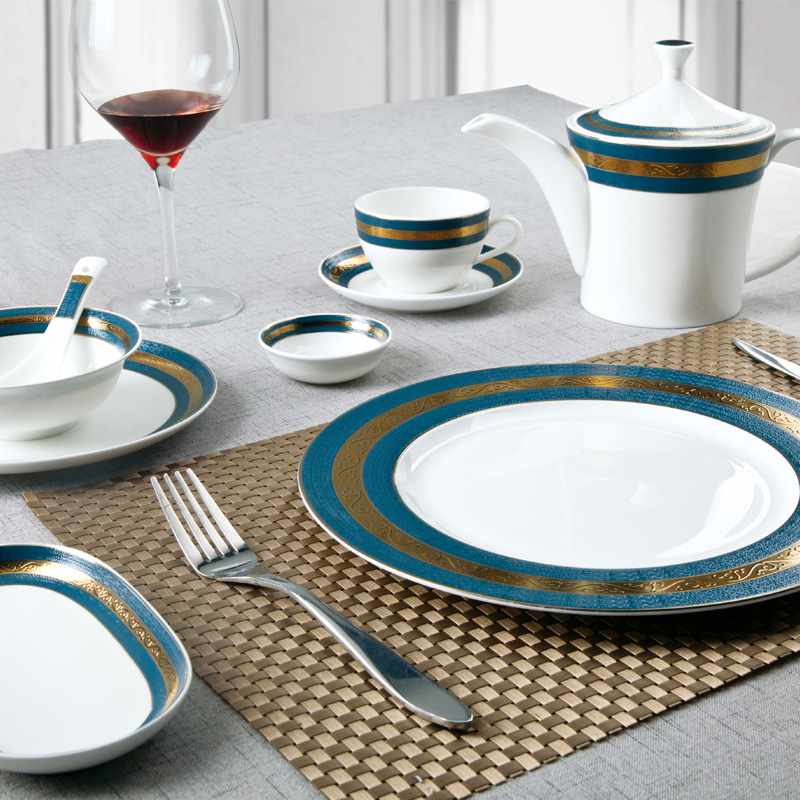 Navy Blue Fine & Golden Mixed Fine bone china Dinnerware for Hotel - TD07