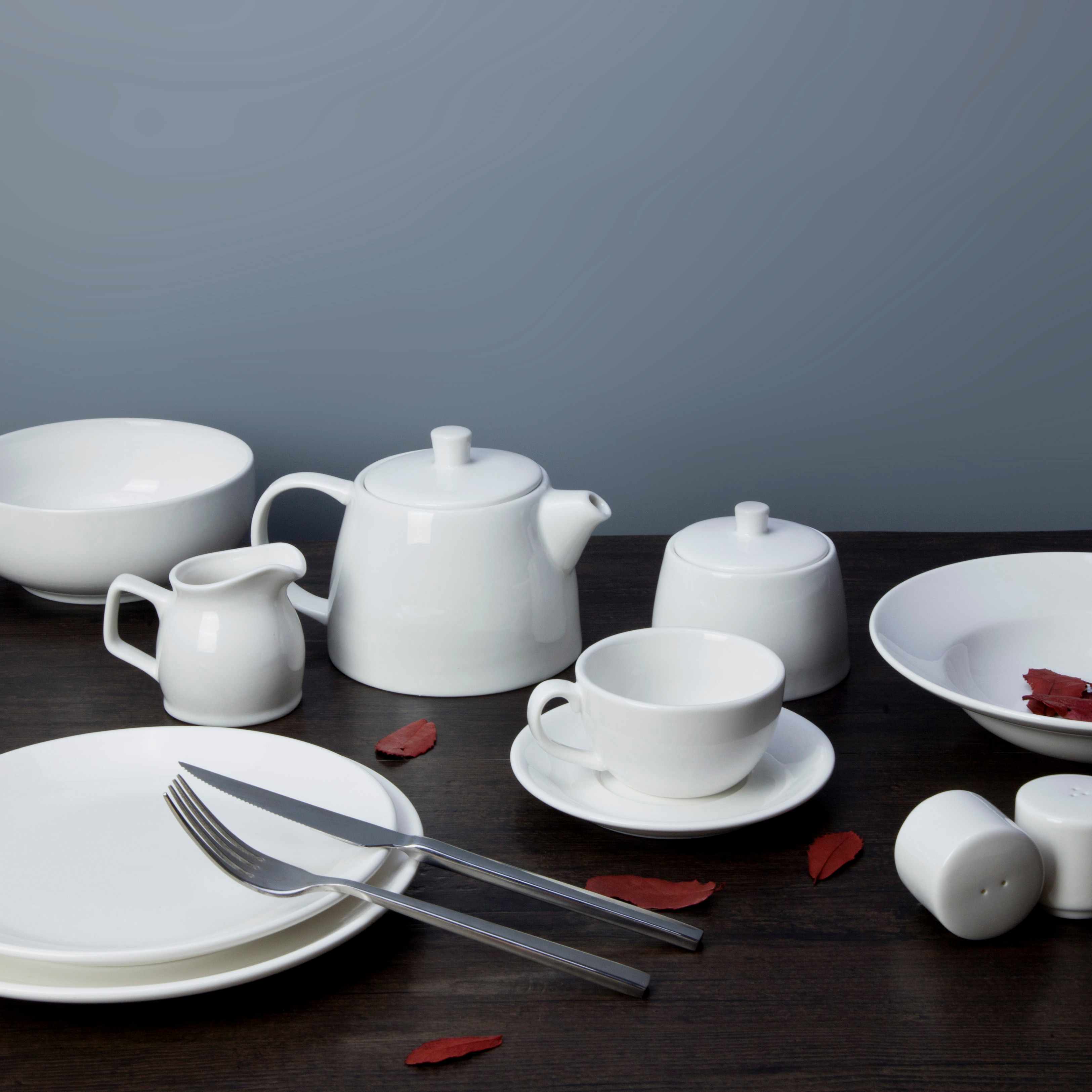 Two Eight White ceramic dinnerware set - YUAN FU SERIES White Porcelain Dinner Set image15