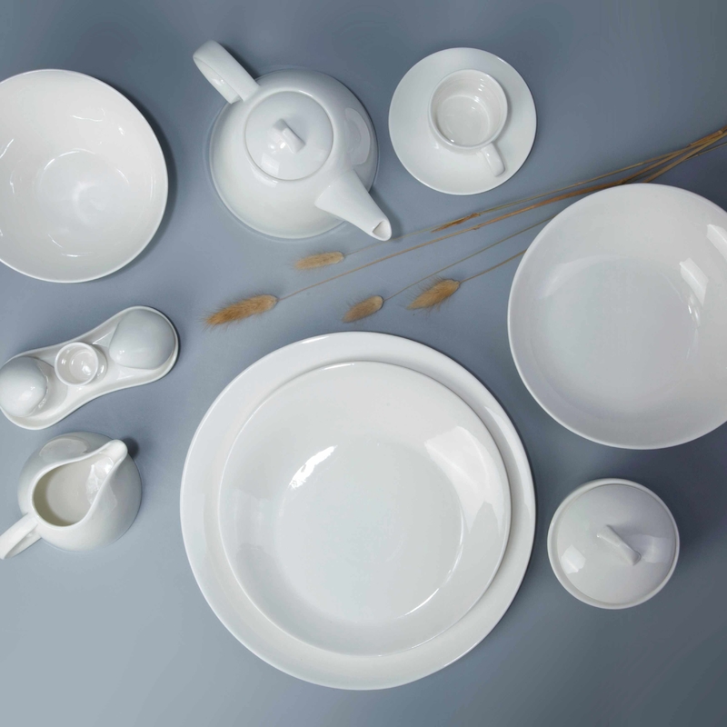8 piece restaurant classic white dinnerware set - TW27
