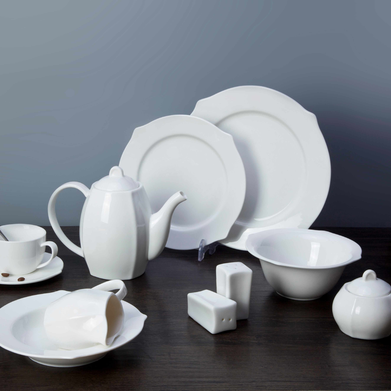 9 piece restaurant modern white porcelain dinnerware - TW25