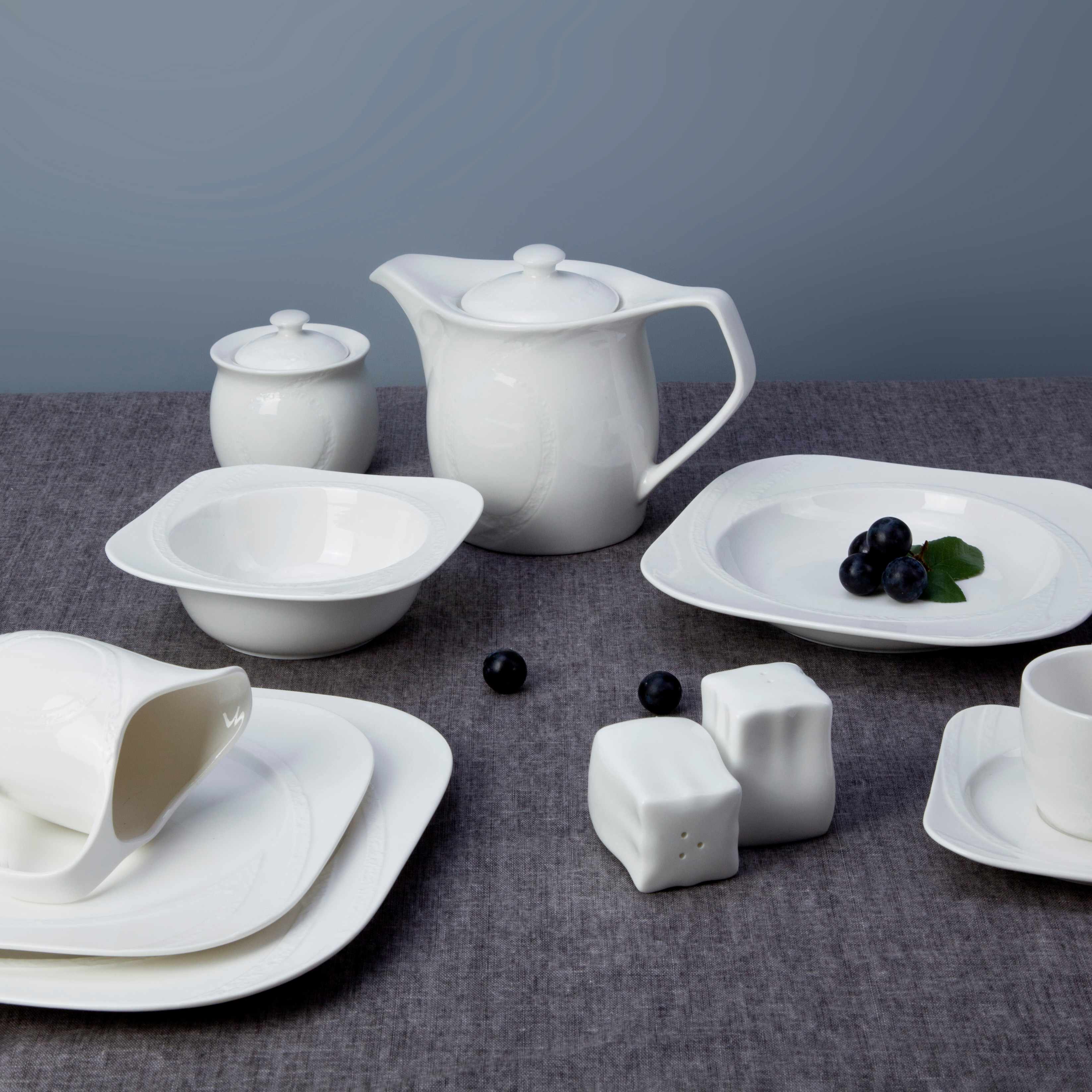 Two Eight White ceramic dinnerware set - JIN SUO TU WEN SERIES White Porcelain Dinner Set image5