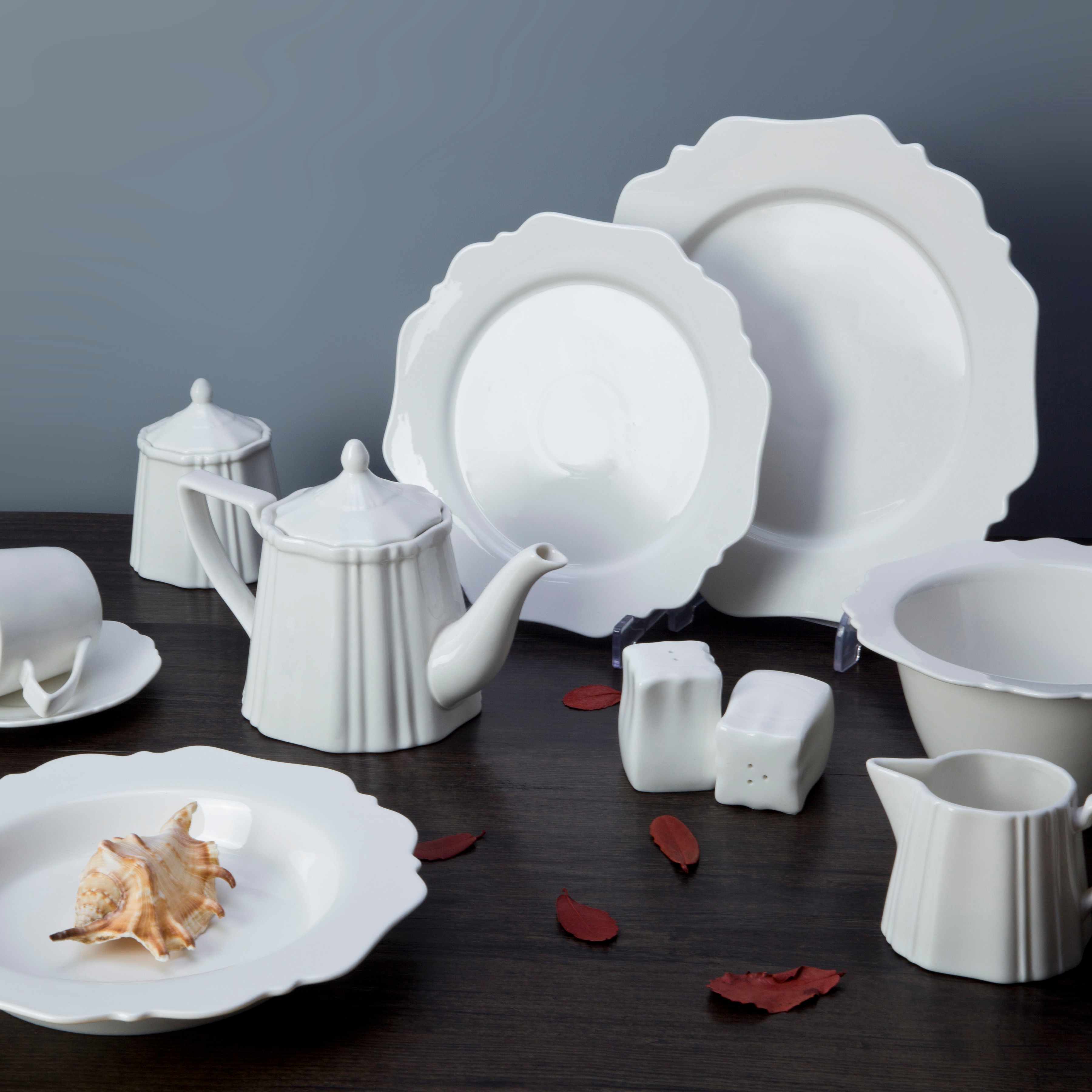 Two Eight White ceramic dinnerware set - HUA BIAN SERIES White Porcelain Dinner Set image4