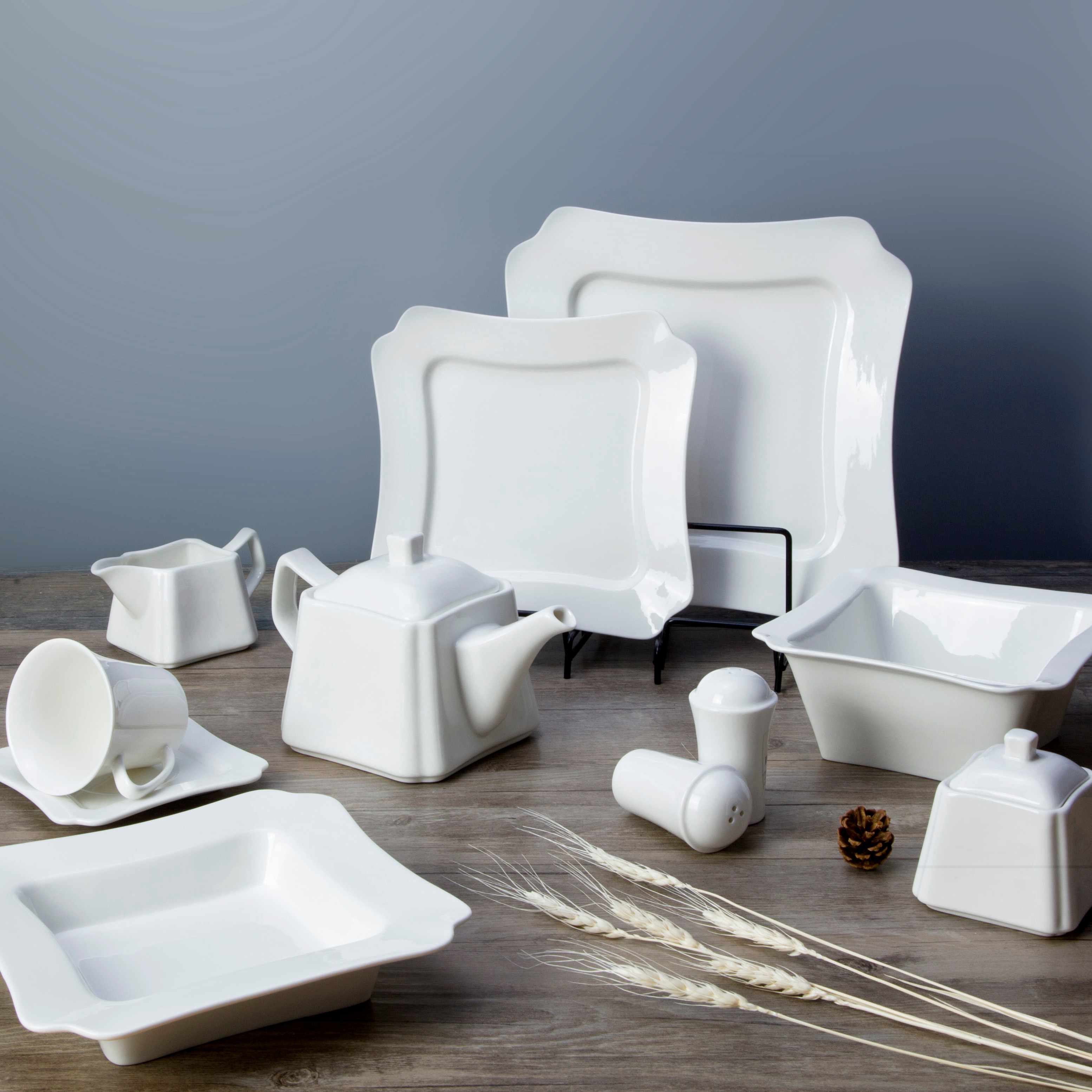 Two Eight White ceramic dinnerware set - FENG ZHENG SERIES White Porcelain Dinner Set image10