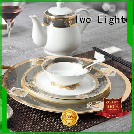 Two Eight Brand casual golden italian custom fine white porcelain dinnerware