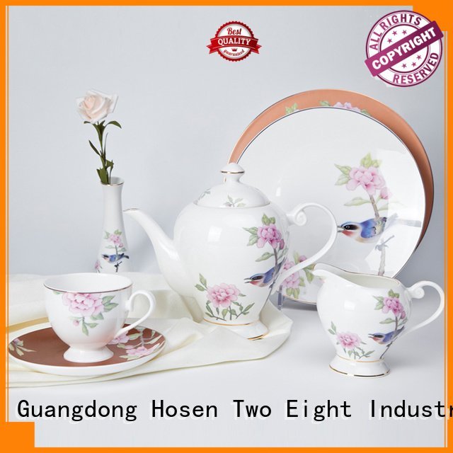 OEM fine china tea sets white rose fine white porcelain dinnerware
