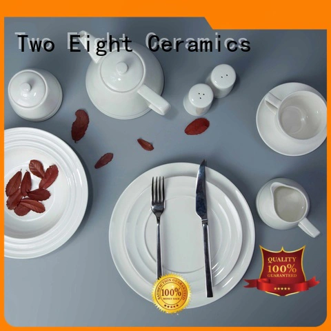 Two Eight royal white dinnerware sets for 8 customized for bistro