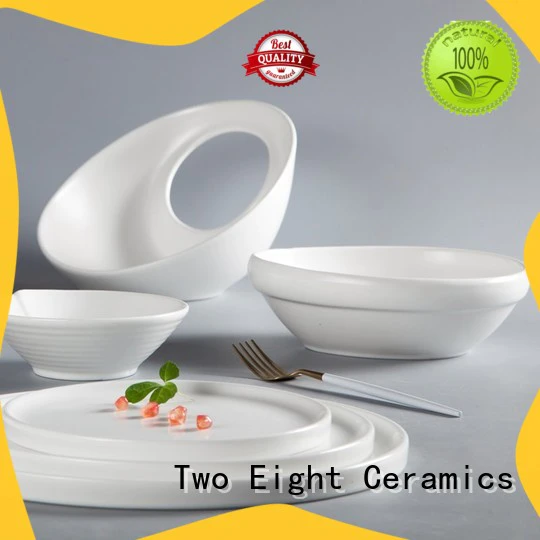 Two Eight smooth custom restaurant plates mixed for bistro