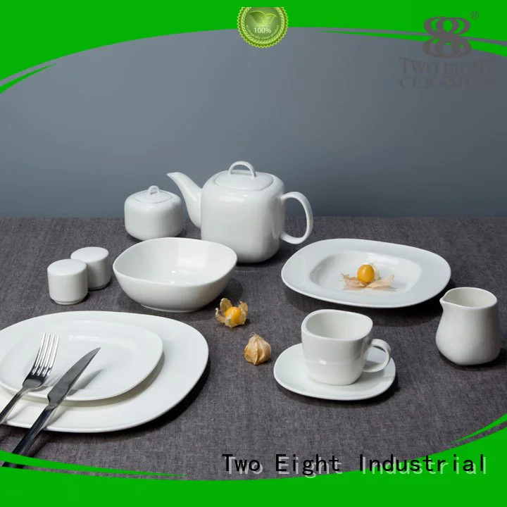 french smoothly white dinner sets Two Eight white porcelain tableware embossed style