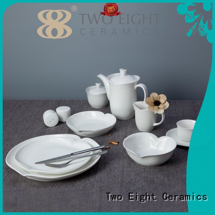 Two Eight royal white dinnerware customized for hotel
