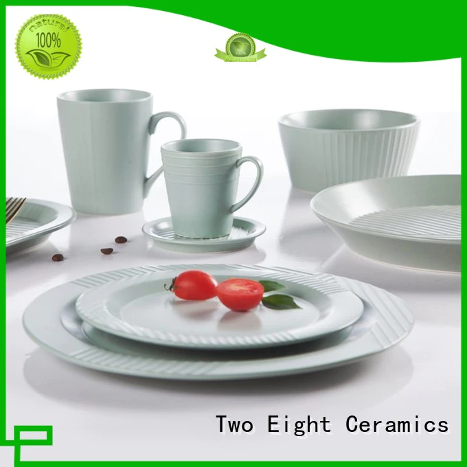Italian style durable white dinnerware embossed for dinning room Two Eight