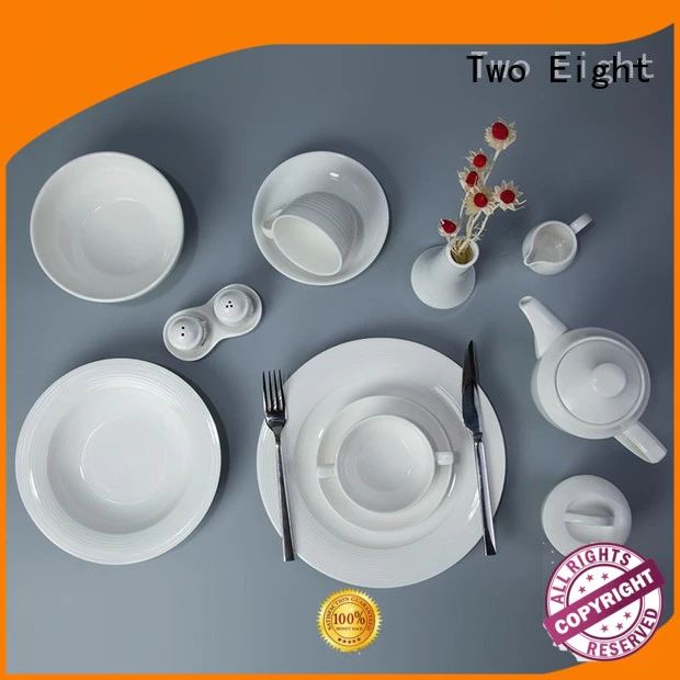 Two Eight irregular white porcelain plate set sample for dinner