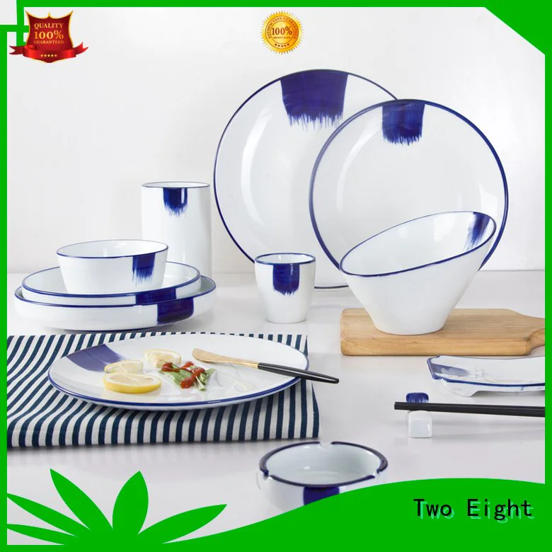 OEM 16 piece porcelain dinner set green country decal blue and white porcelain