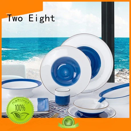 Two Eight rim restaurant dinnerware sets from China for dinning room