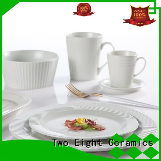 Two Eight Brand white smooth irregular custom 16 piece porcelain dinner set
