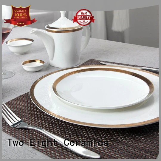 hotel decal fine white porcelain dinnerware plate white Two Eight Brand