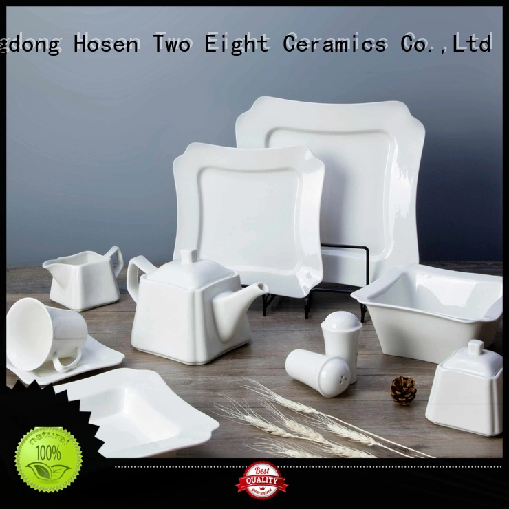 Two Eight smoothly white porcelain dinnerware sets from China for dinner
