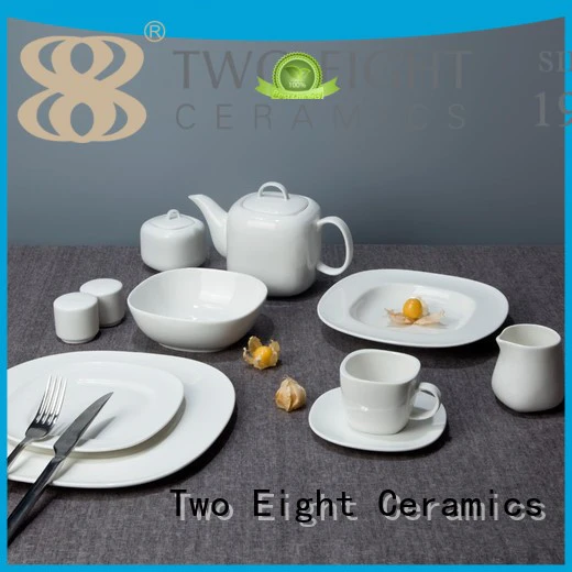 white plate set open Two Eight