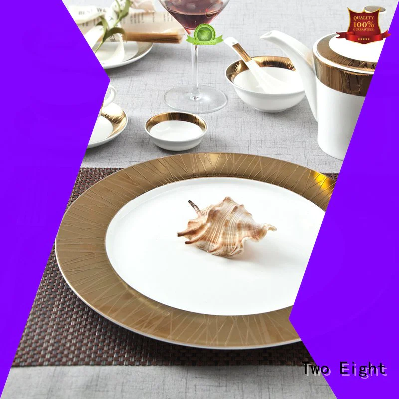 Two Eight embossed restaurant plates wholesale factory price for teahouse