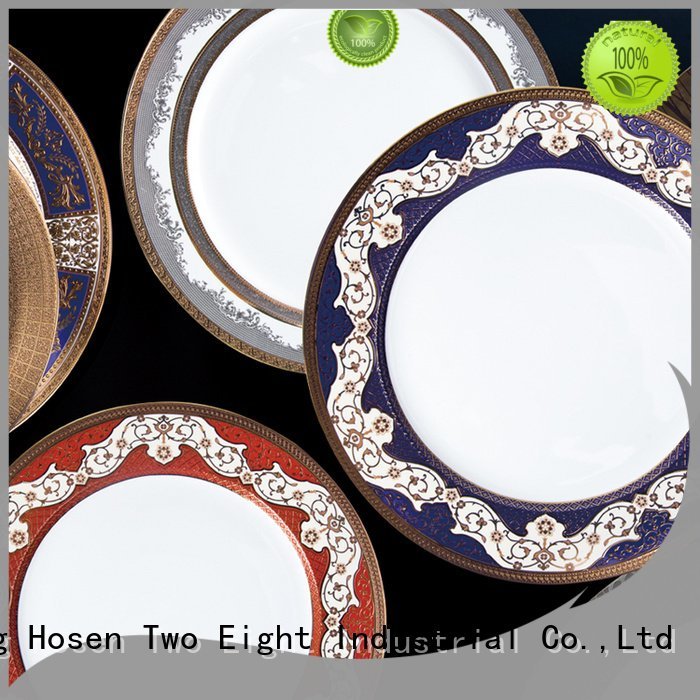 Quality fine white porcelain dinnerware Two Eight Brand flat fine china tea sets
