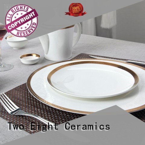 Casual Style White Fine Bone china Dinnerware With Gloden Decal Rim - TD04