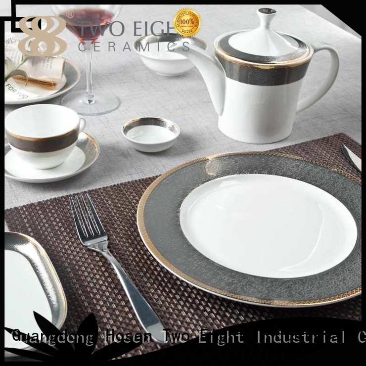 Two Eight Brand dark white custom fine white porcelain dinnerware
