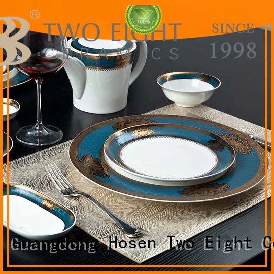 Two Eight golden fine porcelain dishes factory price for teahouse