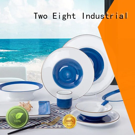 Hot 16 piece porcelain dinner set style blue and white porcelain decal Two Eight