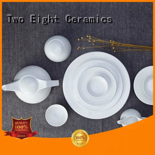 Two Eight elegant white porcelain dishware Vietnamese for hotel
