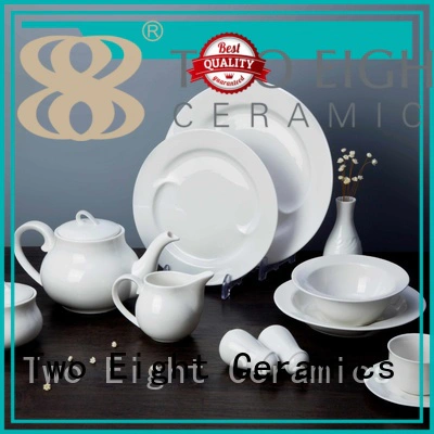 Two Eight elegant white porcelain dinnerware restaurant series for hotel