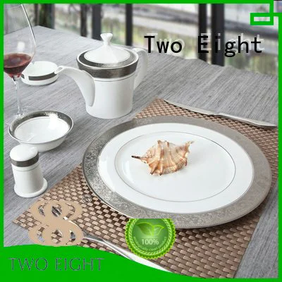 Quality fine white porcelain dinnerware Two Eight Brand gloden fine china tea sets