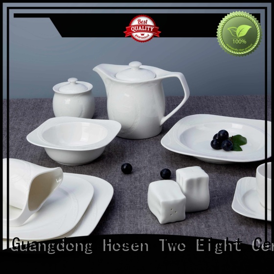 Two Eight Italian style restaurant dinnerware sets customized for hotel