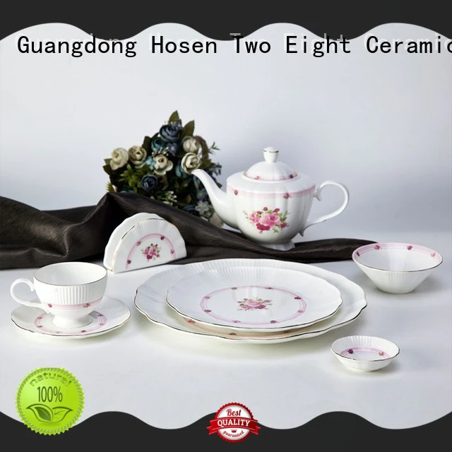 Two Eight embossed fine porcelain dishes factory price for hotel