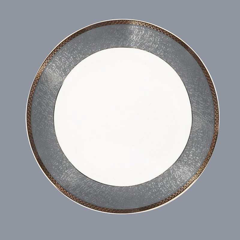 Classic Style Grey Decal Fine Bone china Dinnerware With Golden Rim - TD09