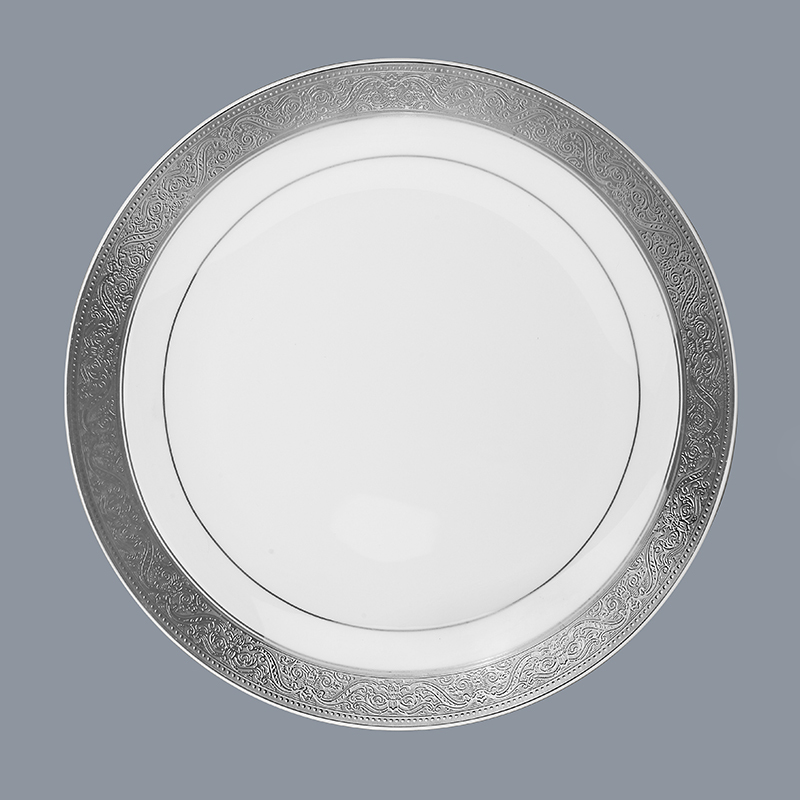 plate fine white porcelain dinnerware embossed dinnerware Two Eight Brand
