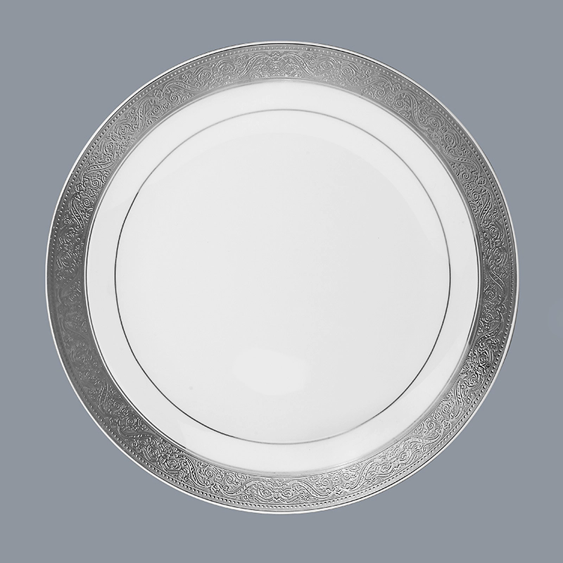 plate fine white porcelain dinnerware embossed dinnerware Two Eight Brand
