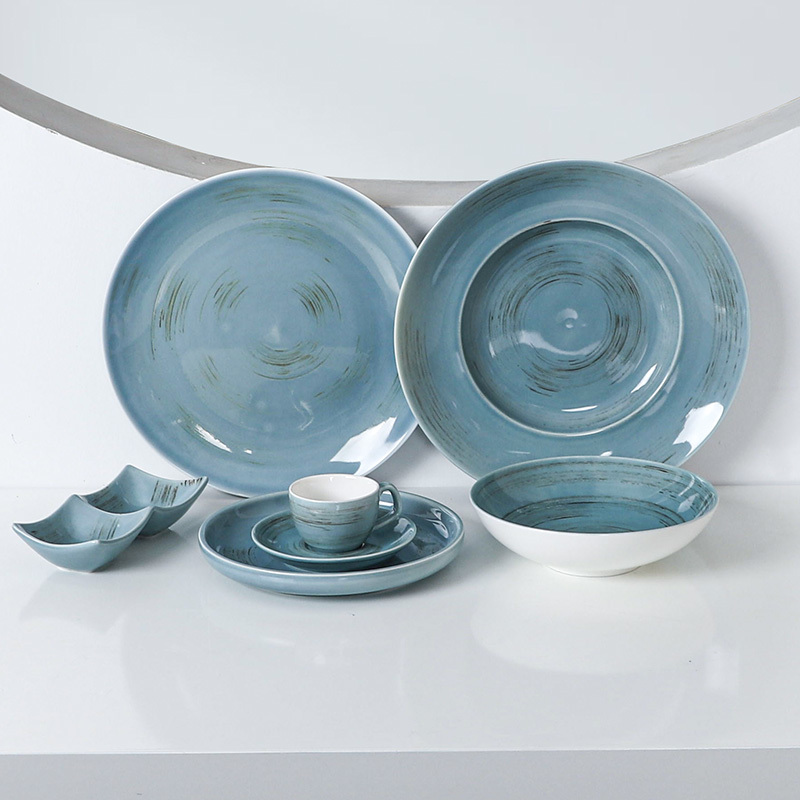 Time Imprint Collection (Blue)- 2021 Color Glazed Dinnerware for Hotel, Restaurant and Cafe