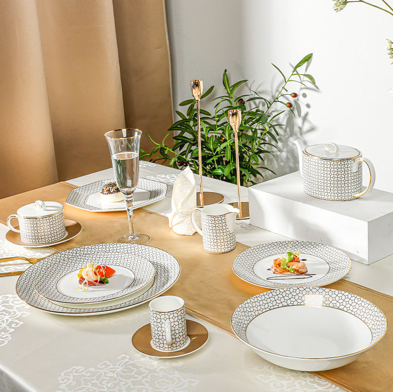 Royal Luxury Golden Dinnerware Collection - 2021 Bone China Dinnerware for Restaurant