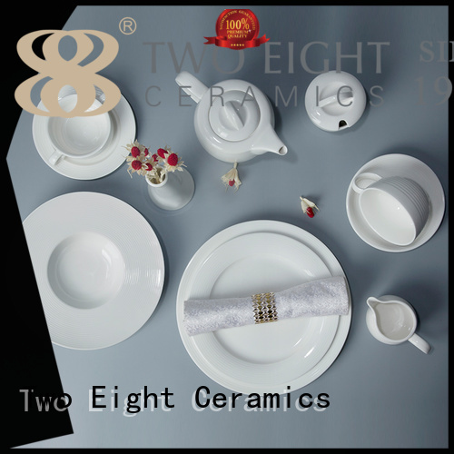white porcelain tableware round sample dinner Two Eight Brand company