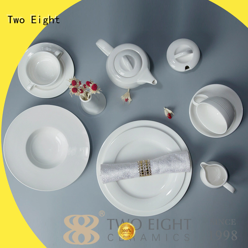 Two Eight royal french white porcelain dinnerware sample for hotel
